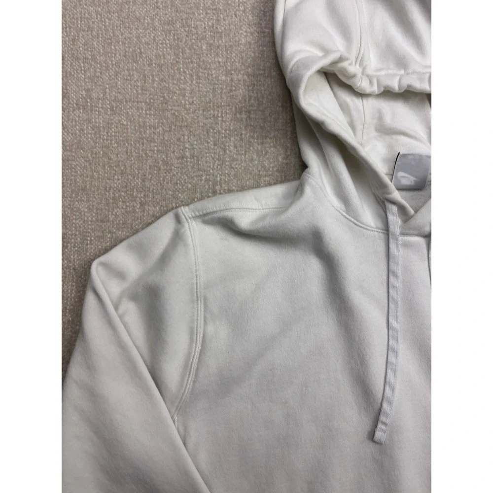 Nike Mens Sportswear Club Fleece Hoodie White Black Embroidered Logo Size M